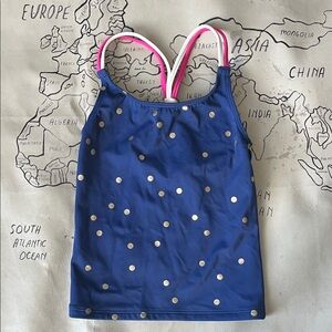 Mini Boden Navy Swim Top with palka dots